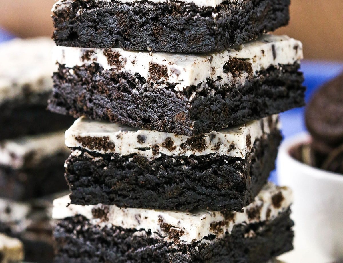 Fudgy Cookies and Cream Brownies suggested serving