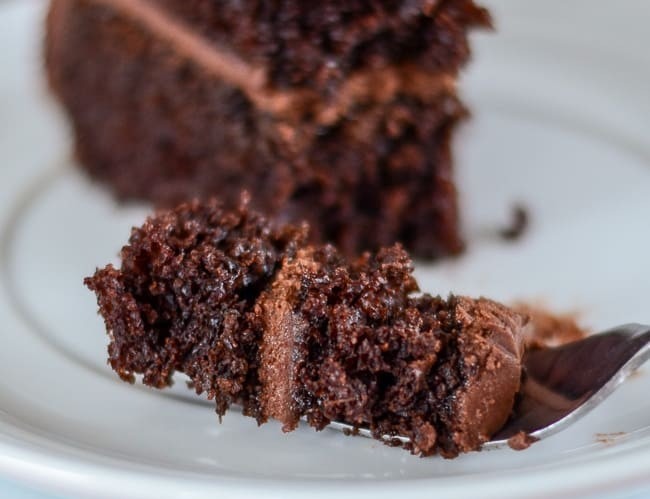 Homemade Chocolate Cake with Chocolate Frosting suggested serving