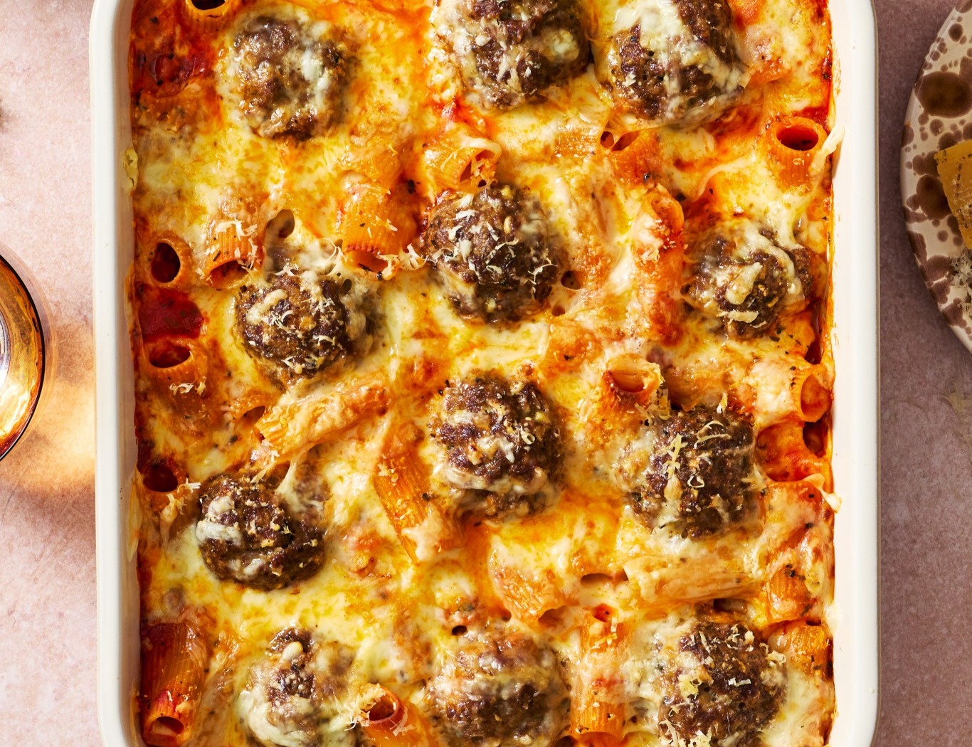 One Pan Meatball Pasta Bake suggested serving